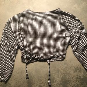 Top shop cropped checkered shirt